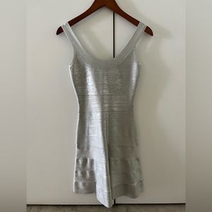 Herve Leger size XS silver metallic dress